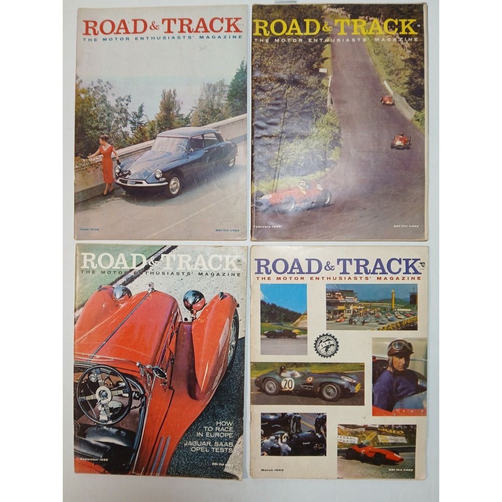 VINTAGE‎ 1958 ROAD AND TRACK MAGAZINE LOT OF 4 ISSUES RACING PERFORMANCE CARS